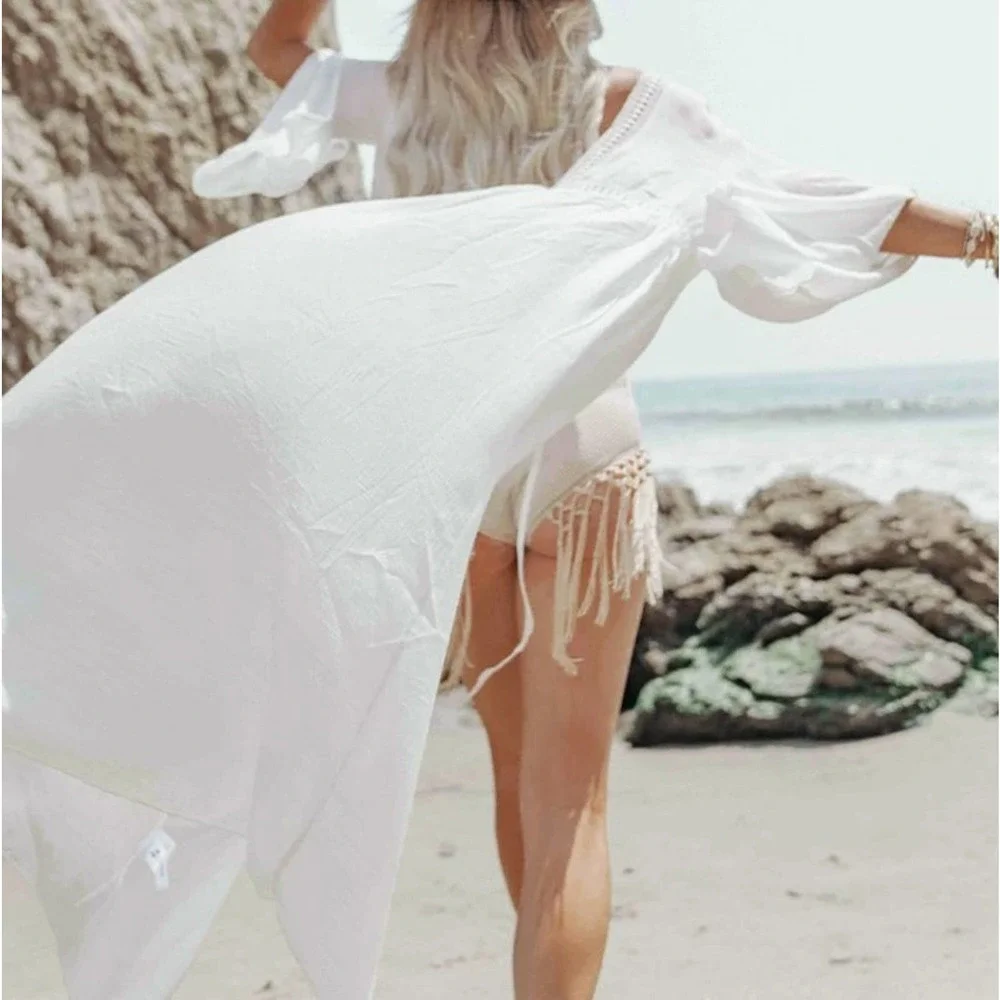 CUPSHE White Open Back Self-Tie Cover Up - Picture 3 of 3